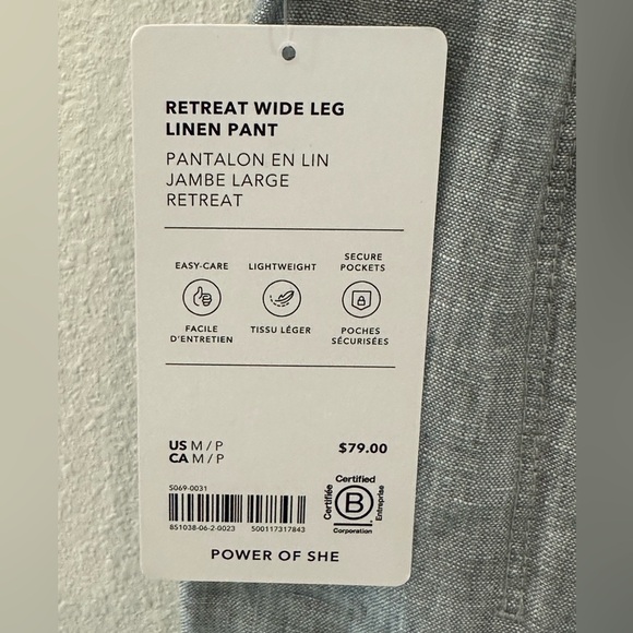 Athleta Retreat Linen Wide Leg Pant Size Medium Petite NWT - Picture 2 of 5